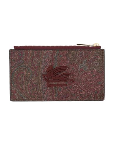 Shop Etro Woman Wallet Burgundy Size - Cotton, Polyester, Pvc - Polyvinyl Chloride, Calfskin In Red