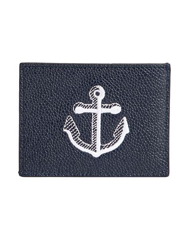 Thom Browne Man Document Holder Midnight Blue Size - Leather In Navy Blue