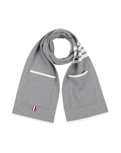 Thom Browne Man Scarf Grey Size - Wool In Gray