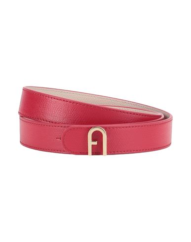 Furla Flow Belt Rev. H.2,7 Woman Belt Garnet Size 36 Leather, Metal In Red