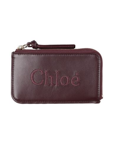 Shop Chloé Woman Coin Purse Burgundy Size - Leather In Red