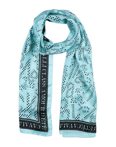 Shop Cavalli Class Woman Scarf Turquoise Size - Silk In Blue