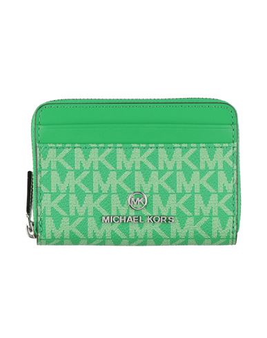 Michael Michael Kors Woman Wallet Green Size - Pvc - Polyvinyl Chloride, Polyester, Polyurethane
