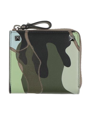 Valentino Garavani Man Wallet Sage Green Size - Leather, Textile Fibers