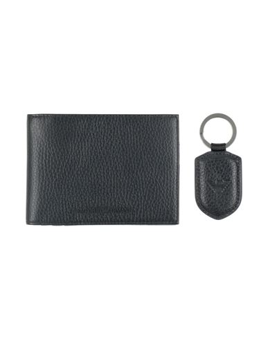 Emporio Armani Man Wallet Midnight Blue Size - Cow Leather In Blue