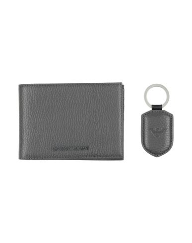 Emporio Armani Man Wallet Midnight Blue Size - Cow Leather In Grey