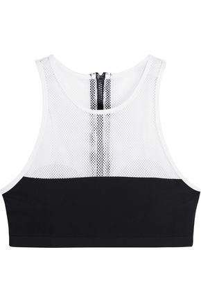 T by ALEXANDER WANG Racer-back mesh-paneled stretch bikini top