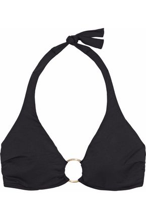 MELISSA ODABASH Ring-embellished ruched halterneck bikini top,US 4772211933936415