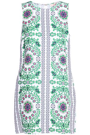 TORY BURCH WOMAN PRINTED LINEN-BLEND MINI DRESS GREEN,GB 12789547614830661