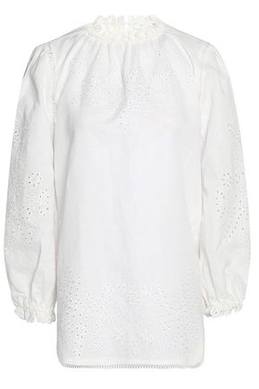 ZIMMERMANN ZIMMERMANN WOMAN BRODERIE ANGLAISE LINEN AND COTTON-BLEND BLOUSE WHITE,3074457345618847204