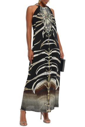 Camilla Zebra Crossing Crystal-embellished Printed Silk Crepe De Chine Maxi  Dress In Black | ModeSens