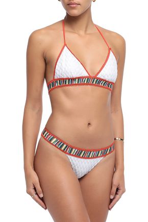 Missoni Mare Woman Mare Striped Crochet-knit Triangle Bikini White