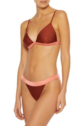 Shop Zimmermann Two-tone Triangle Bikini Top In Tan