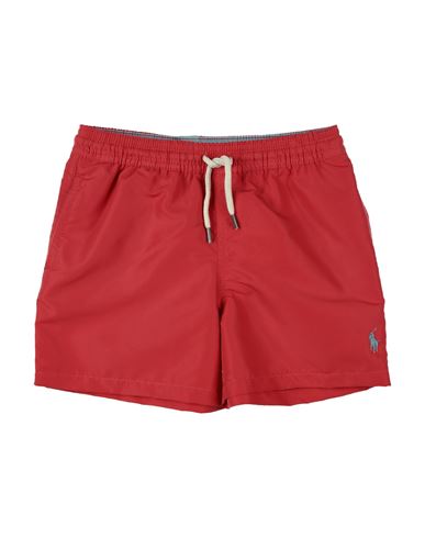 Polo Ralph Lauren Babies'  Traveler Swimwear Boxer Toddler Boy Swim Trunks Coral Size 5 Polyester In Red