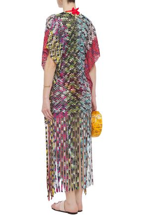 Missoni Mare Fringed Crocheted Kaftan In Multicolor