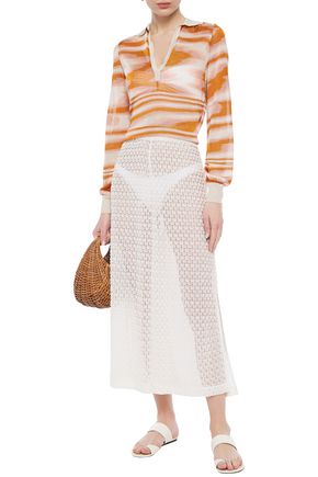 Missoni Mare Crochet-knit Wide-leg Pants In Ivory