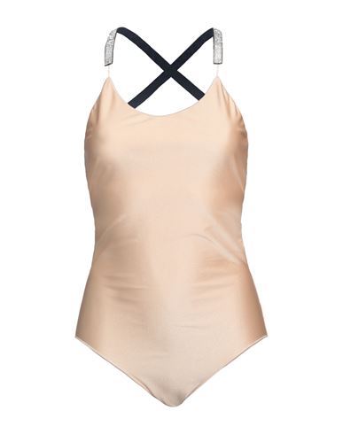 Oseree Oséree Woman One-piece Swimsuit Beige Size M Nylon, Elastane, Pvc - Polyvinyl Chloride