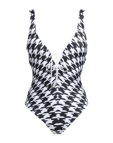 Pin Up Stars Woman One-piece Swimsuit White Size L Polyester, Elastane In Black