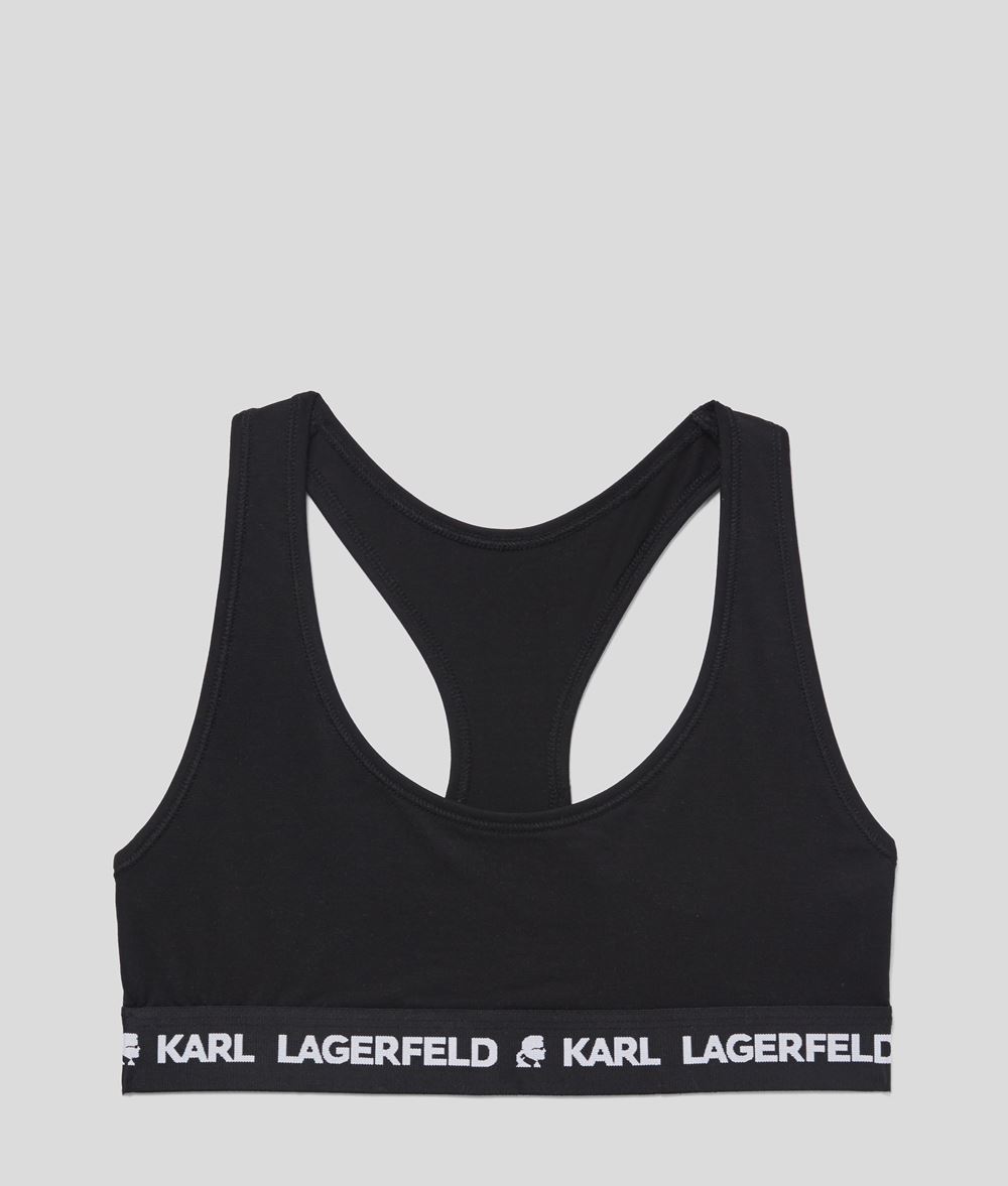 Woman Logo Sports Bra Black 95% Lyocell - 5% Elastane - Size: L