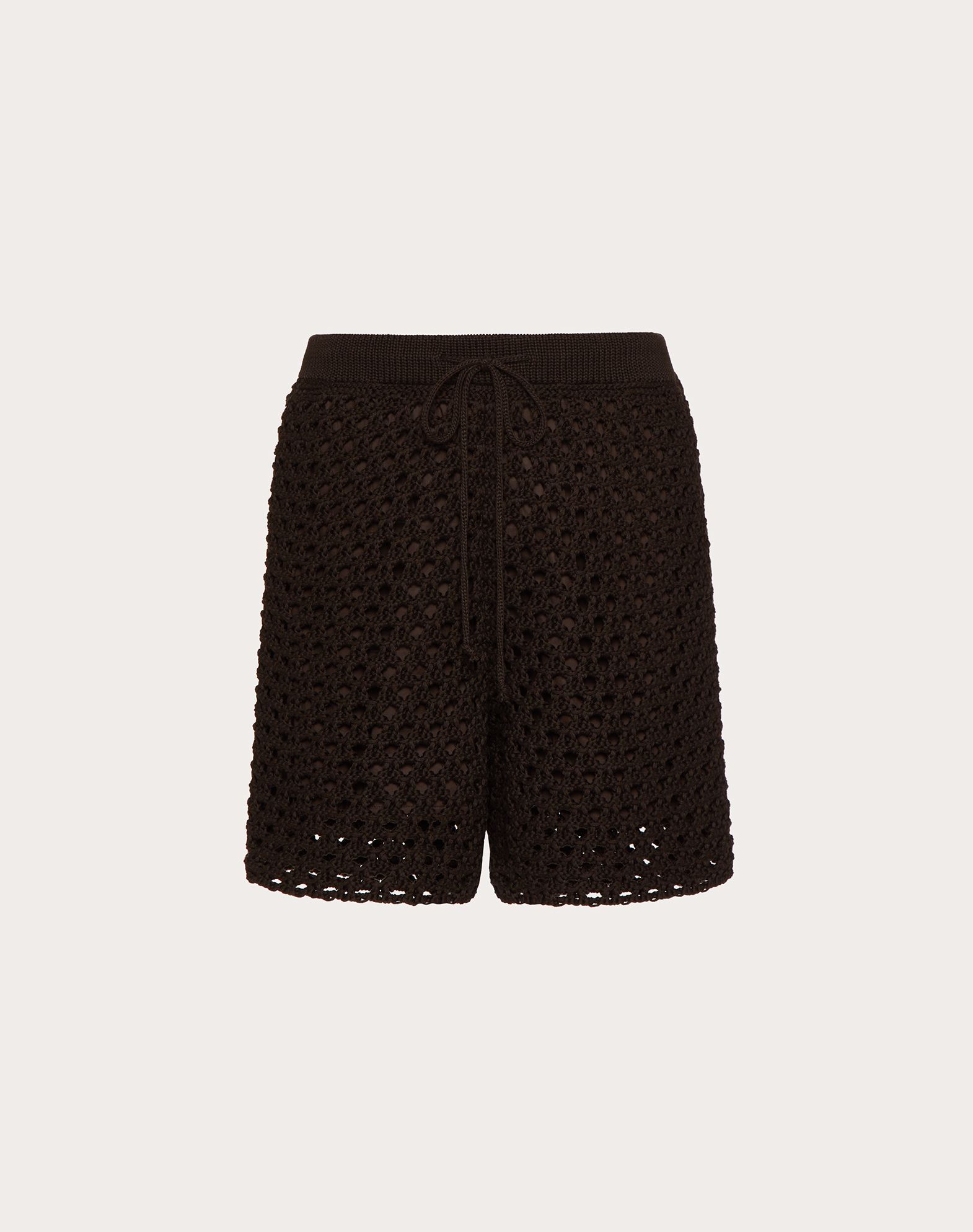 Valentino Uomo Crochet Shorts In Brown