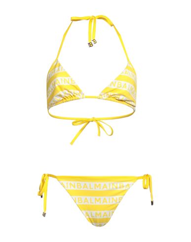 Balmain Woman Bikini Yellow Size 8 Polyamide, Elastane
