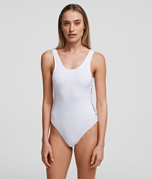Woman Logo Bodysuit White 95% Lyocell - 5% Elastane - Size: L