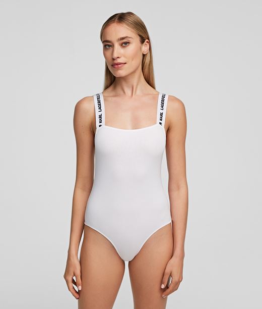 Woman Logo Bodysuit White 95% Lyocell - 5% Elastane - Size: L