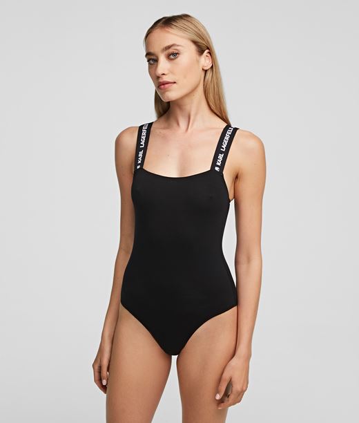 Woman Logo Bodysuit Black 95% Lyocell - 5% Elastane - Size: L