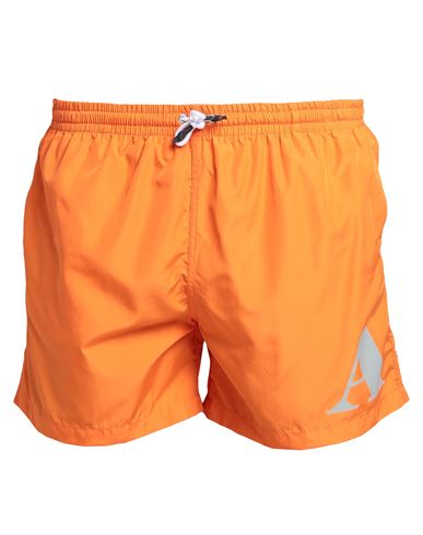 Shop Aquascutum Man Swim Trunks Orange Size M Polyester