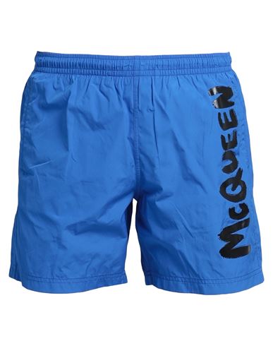 Alexander Mcqueen Man Swim Trunks Blue Size S Polyamide