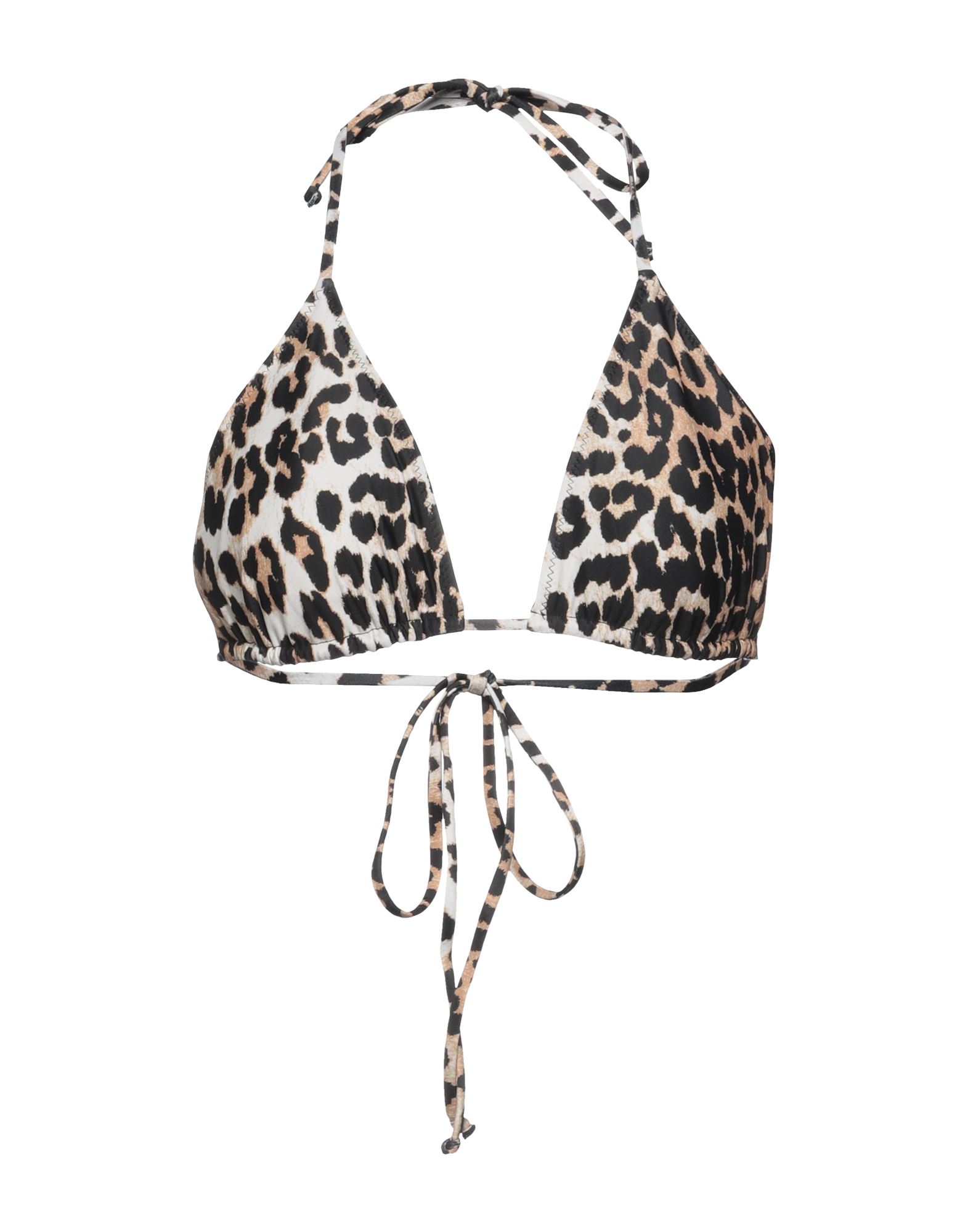 Ganni Leopard-print Triangle Bikini Top In Beige