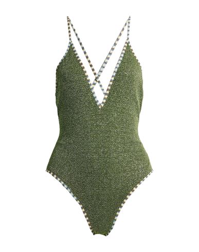 M Missoni Woman One-piece Swimsuit Dark Green Size 8 Polyamide, Metallic Polyester