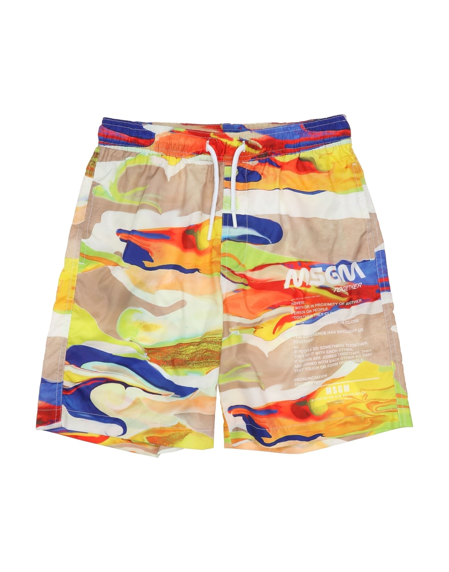 Msgm Teen Abstract-print Cotton Bermuda Shorts In Sand
