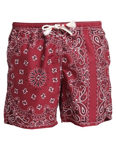 Mc2 Saint Barth Man Swim Trunks Burgundy Size L Recycled Polyester In Red