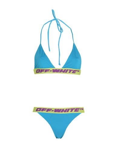 Off-white Woman Bikini Azure Size 4 Polyester, Elastane In Blue
