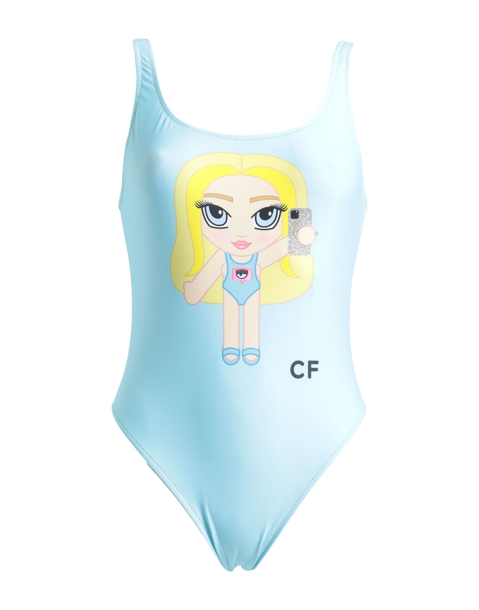 Shop Chiara Ferragni Woman One-piece Swimsuit Sky Blue Size S Polyamide, Elastane