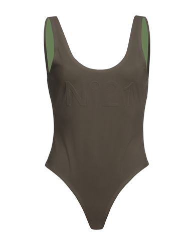 N°21 Woman One-piece Swimsuit Military Green Size 8 Polyamide, Elastane