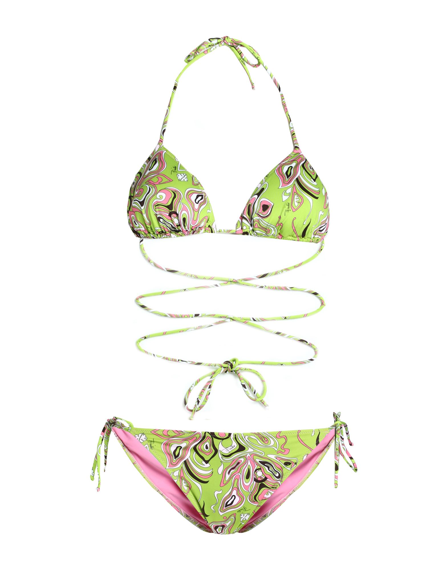 EMILIO PUCCI PUCCI WOMAN BIKINI LIME GREEN SIZE 10 POLYAMIDE, ELASTANE 