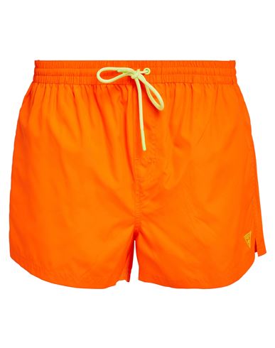 Shop Guess Man Swim Trunks Orange Size Xxl Polyester