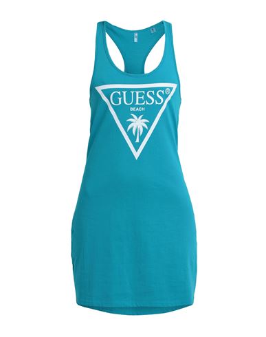 Guess Woman Cover-up Turquoise Size S Cotton In Blue