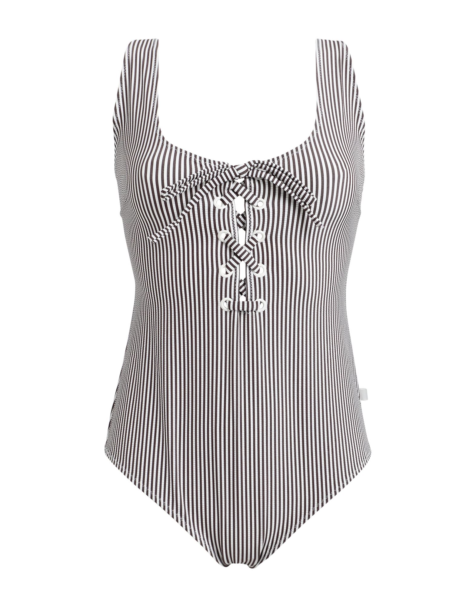 Shop Ganni Woman One-piece Swimsuit Dark Brown Size 14 Recycled Polyester, Polyamide, Elastane