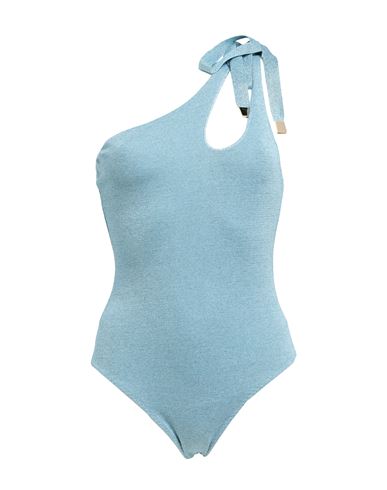 Circus Hotel Woman One-piece Swimsuit Sky Blue Size 4 Viscose, Polyester, Polyamide, Elastane