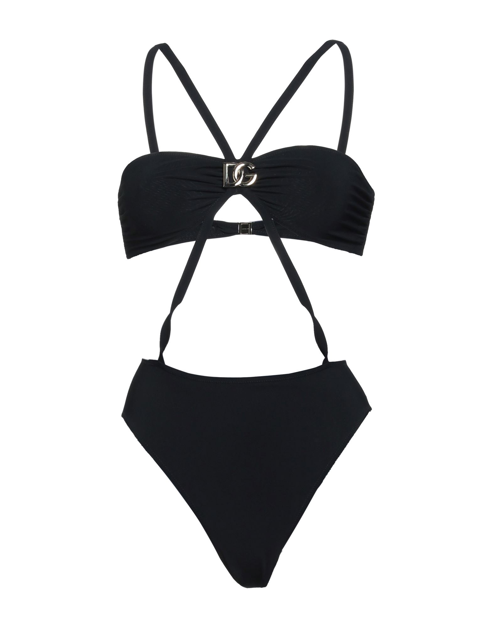 Dolce & Gabbana One-piece Swimsuit With Dg Logo And Laces In Black
