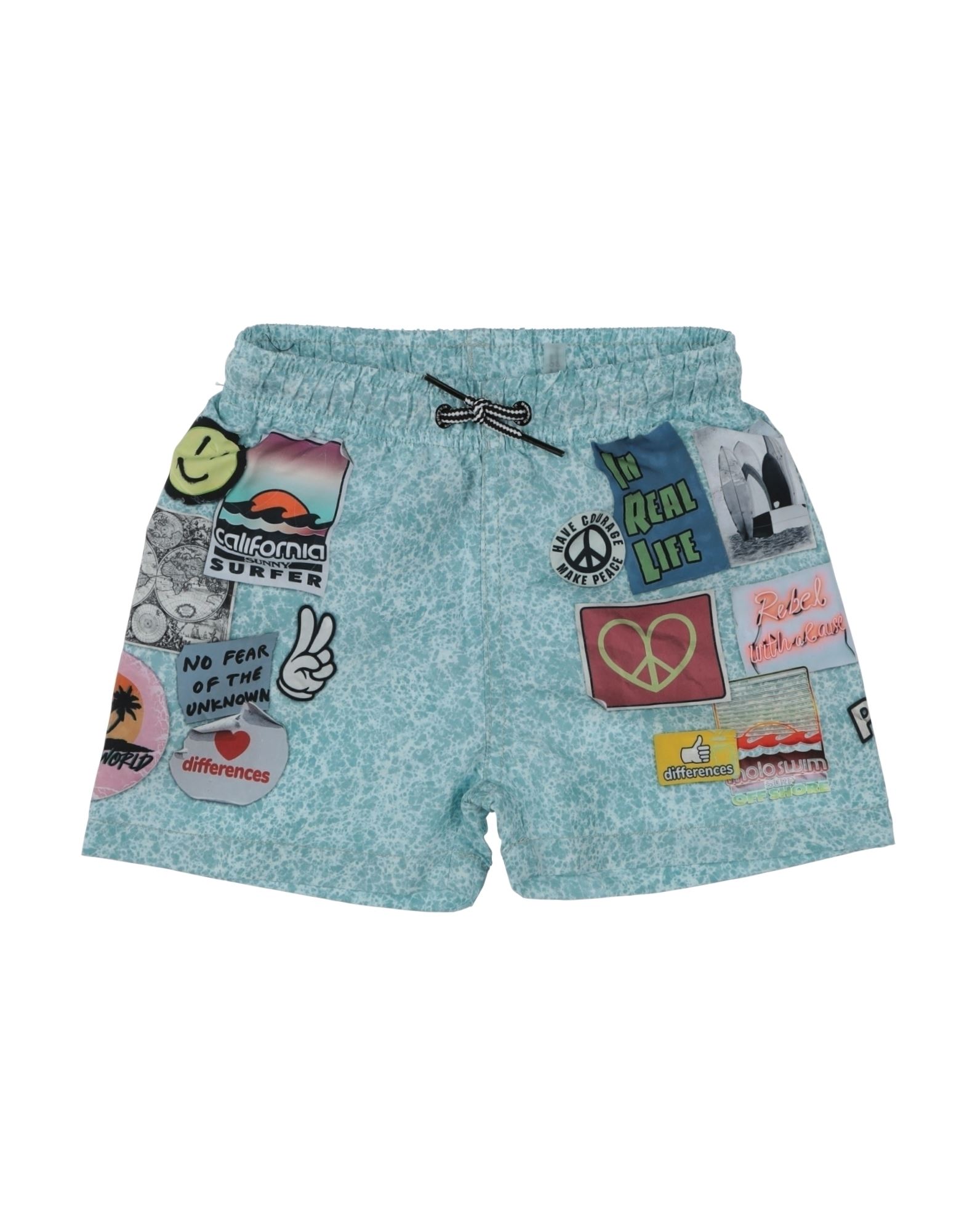 Molo Kids' Niko Printed Swim Shorts In Blue