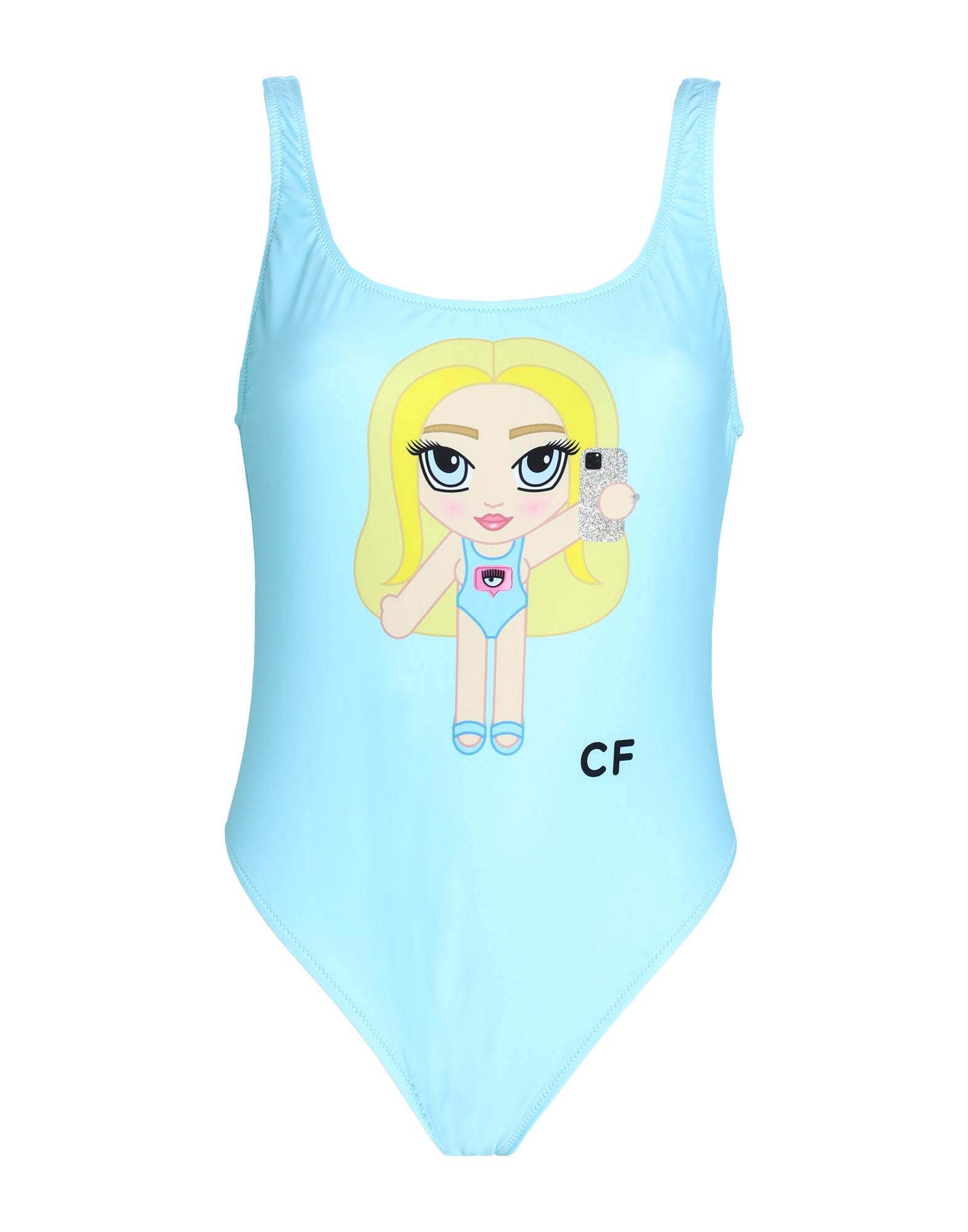 Shop Chiara Ferragni Woman One-piece Swimsuit Sky Blue Size M Polyester, Elastane