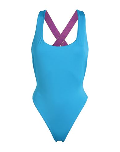Shop Off-white Woman One-piece Swimsuit Azure Size 8 Polyester, Elastane In Blue