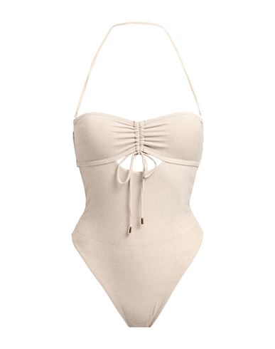 Miss Bikini Luxe Woman One-piece Swimsuit Beige Size L Polyamide, Elastane, Metallic Fiber