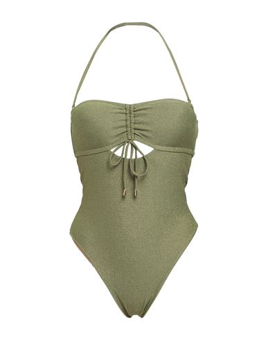 Miss Bikini Luxe Woman One-piece Swimsuit Green Size S Polyamide, Elastane, Metallic Fiber