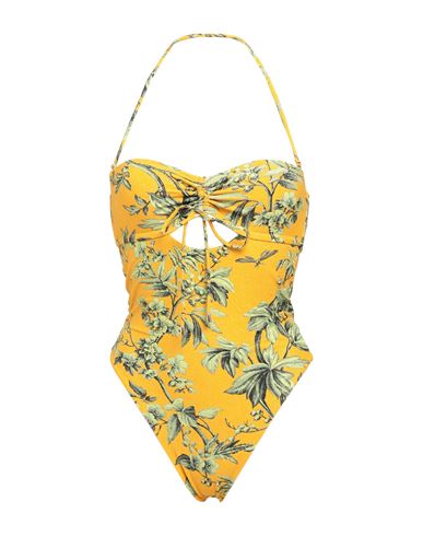 Miss Bikini Luxe Woman One-piece Swimsuit Yellow Size S Polyamide, Elastic Fibres, Metal