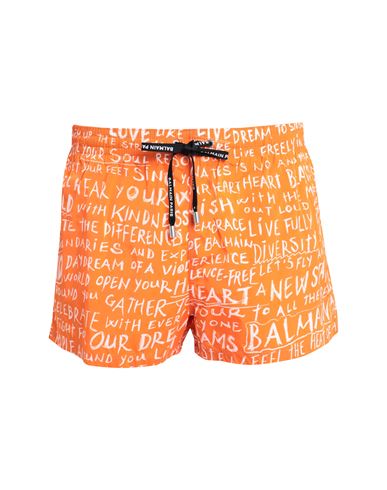 Shop Balmain Short Boxer Man Swim Trunks Orange Size Xl Polyamide, Elastane